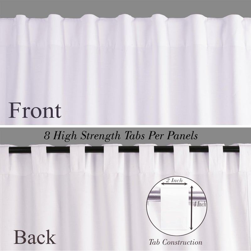 Light & Pro Lightnpro White Cotton Drapes 108 Inch Length - Set of 2 Tab Top Long Curtains for Living Room, Bedroom or Dining, 50x108 Light Filtering Farmhouse Curtain Panels, Soft & Breathable Window Treatment - Image 5